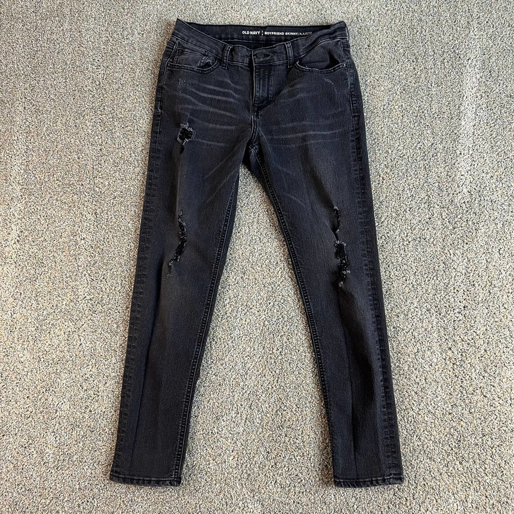 OLD Navy Leandra Boyfriend Skinny Leg Mid Rise Distressed Stretch Jeans Women 2